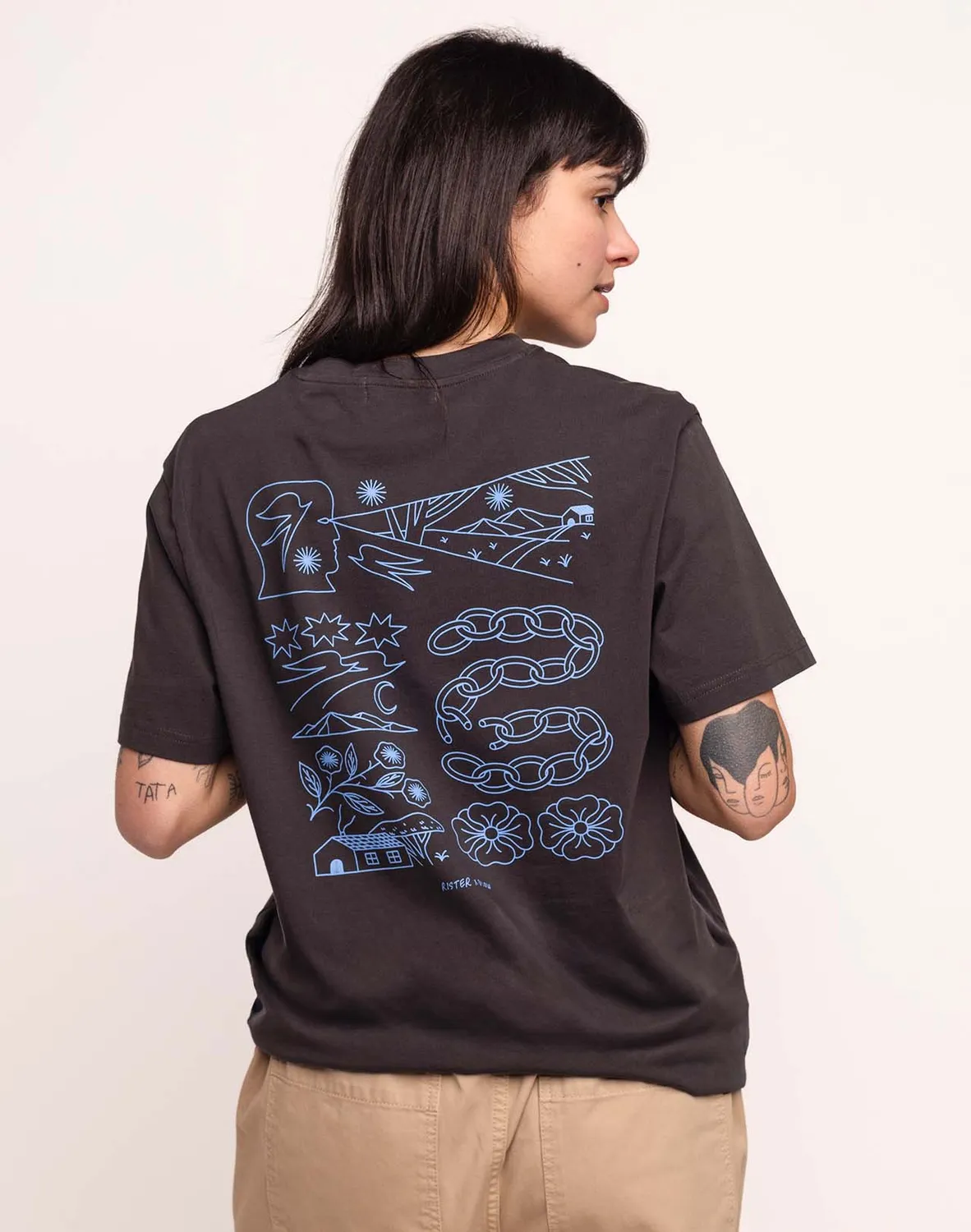 OLOW Awake T-shirt coton bio noir carbone col rond