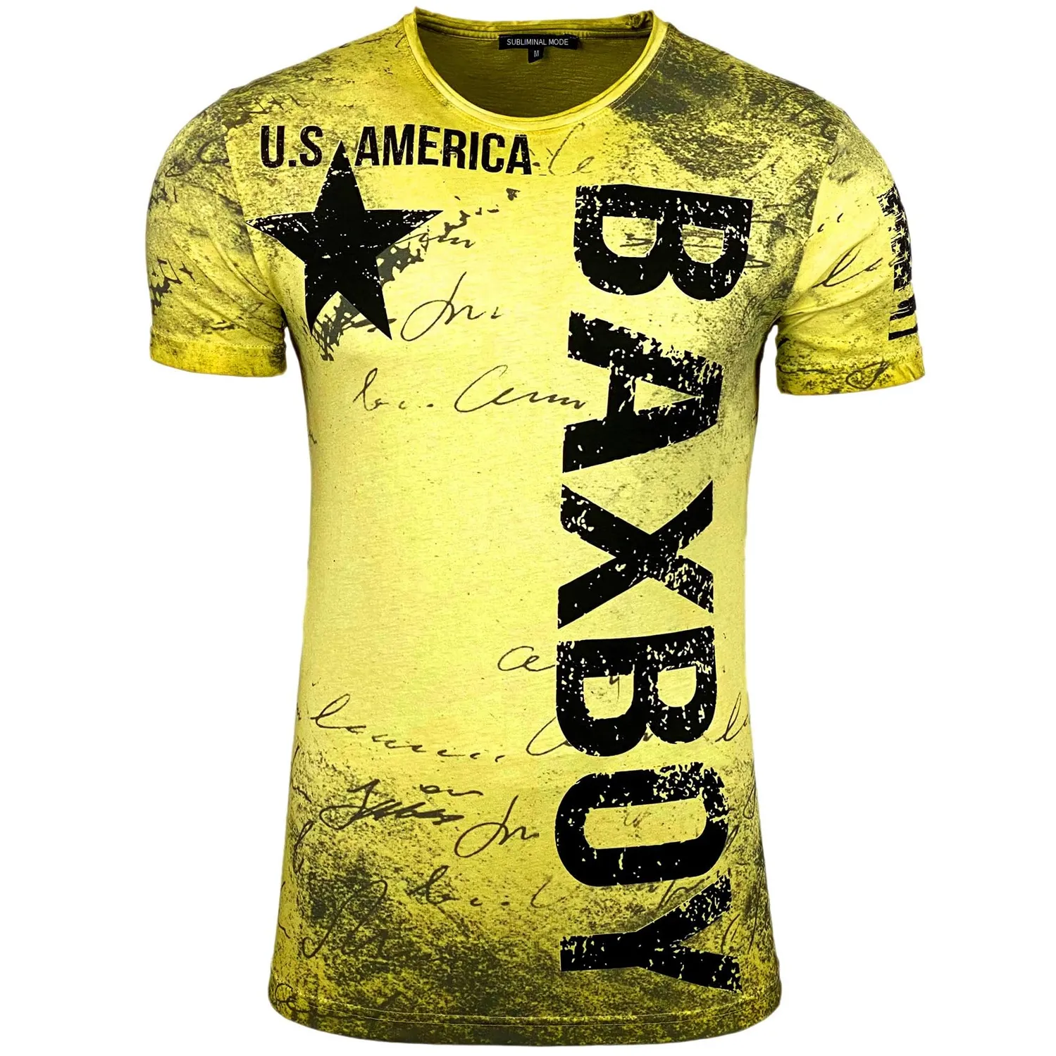 Subliminal Mode BX08 t-shirt homme coton bleu imprimé U.S.