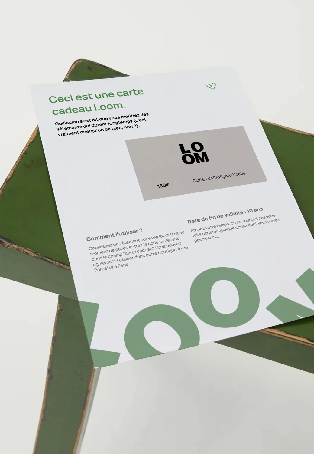 Loom carte cadeau virtuelle 25€ e-mail valable 10 ans