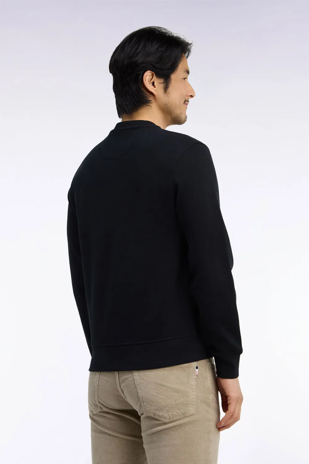 Eden Park sweat col rond molleton noir coupe droite