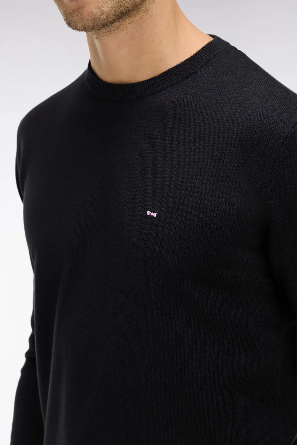 Eden Park pull col rond coton noir homme jersey