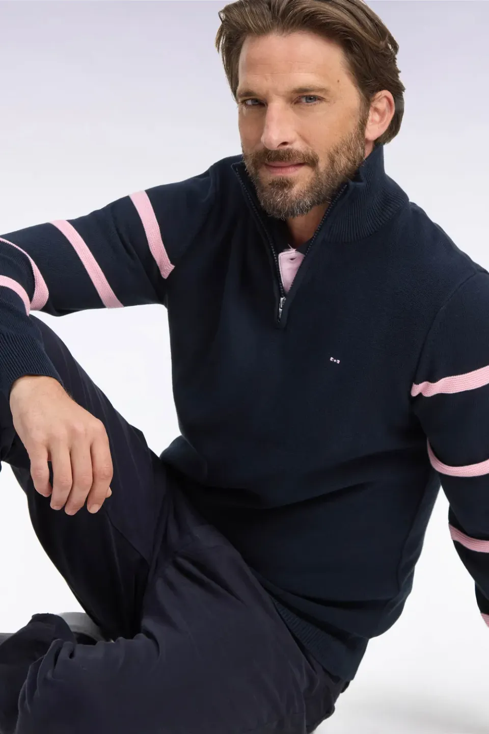 Eden Park Papillon H26MAIPU0085 pull zip marine rayé
