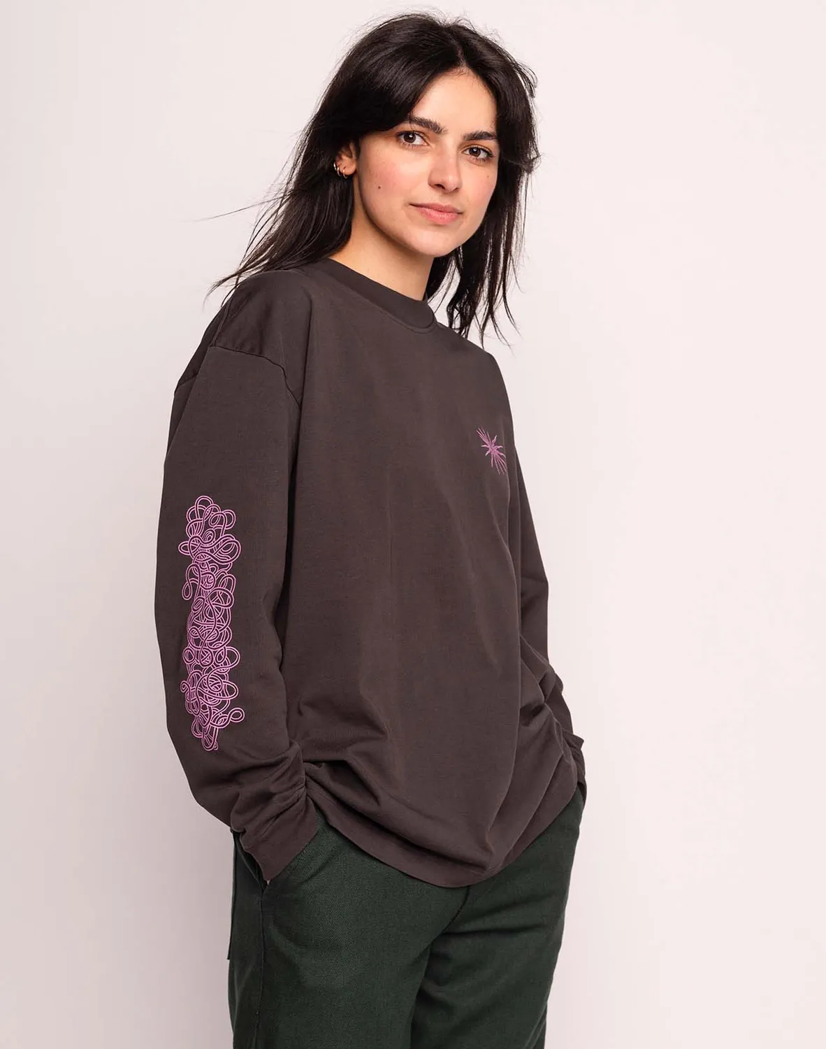 OLOW Interconnexion t-shirt manches longues noir coton