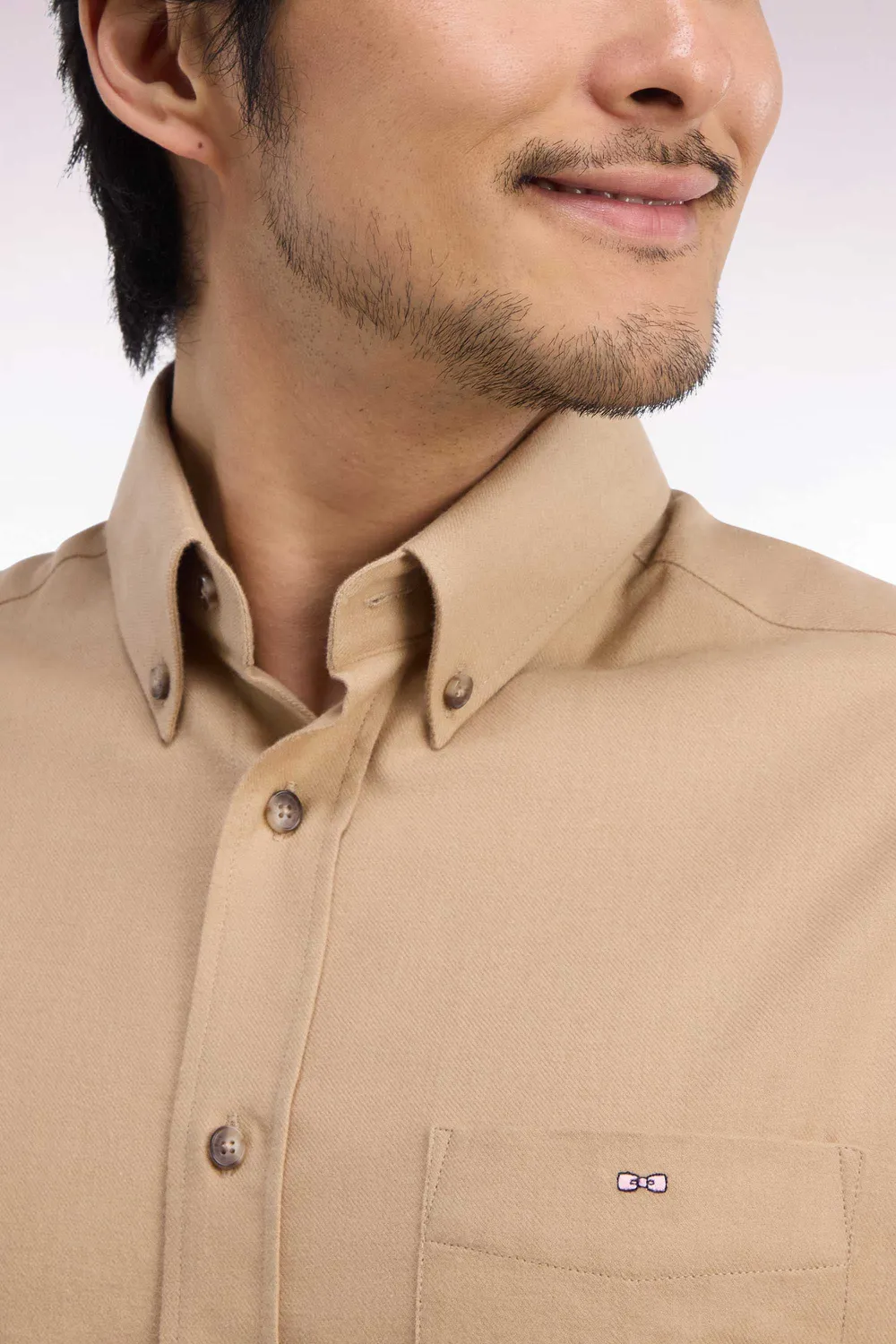 Eden Park Chemise Coton Caramel Coupe Droite
