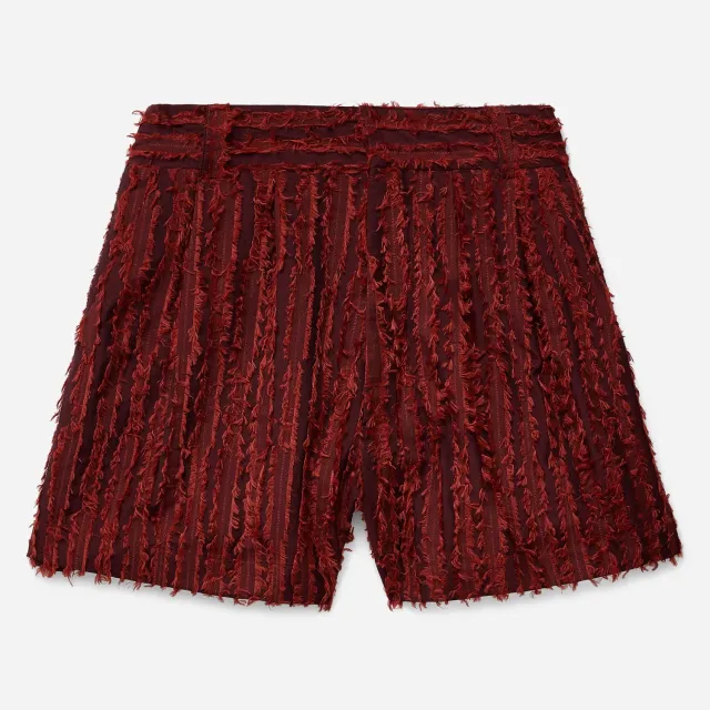 Labrum Tailored short bordeaux rayé effiloché