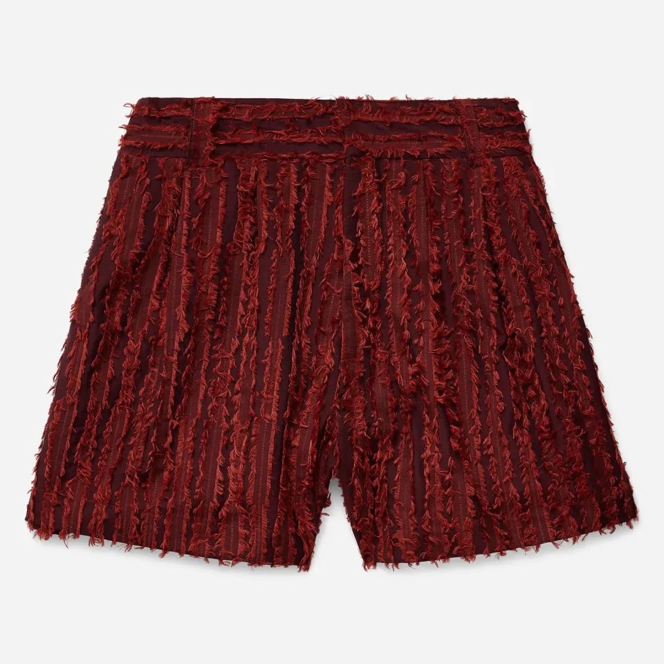 Labrum Tailored short bordeaux rayé effiloché