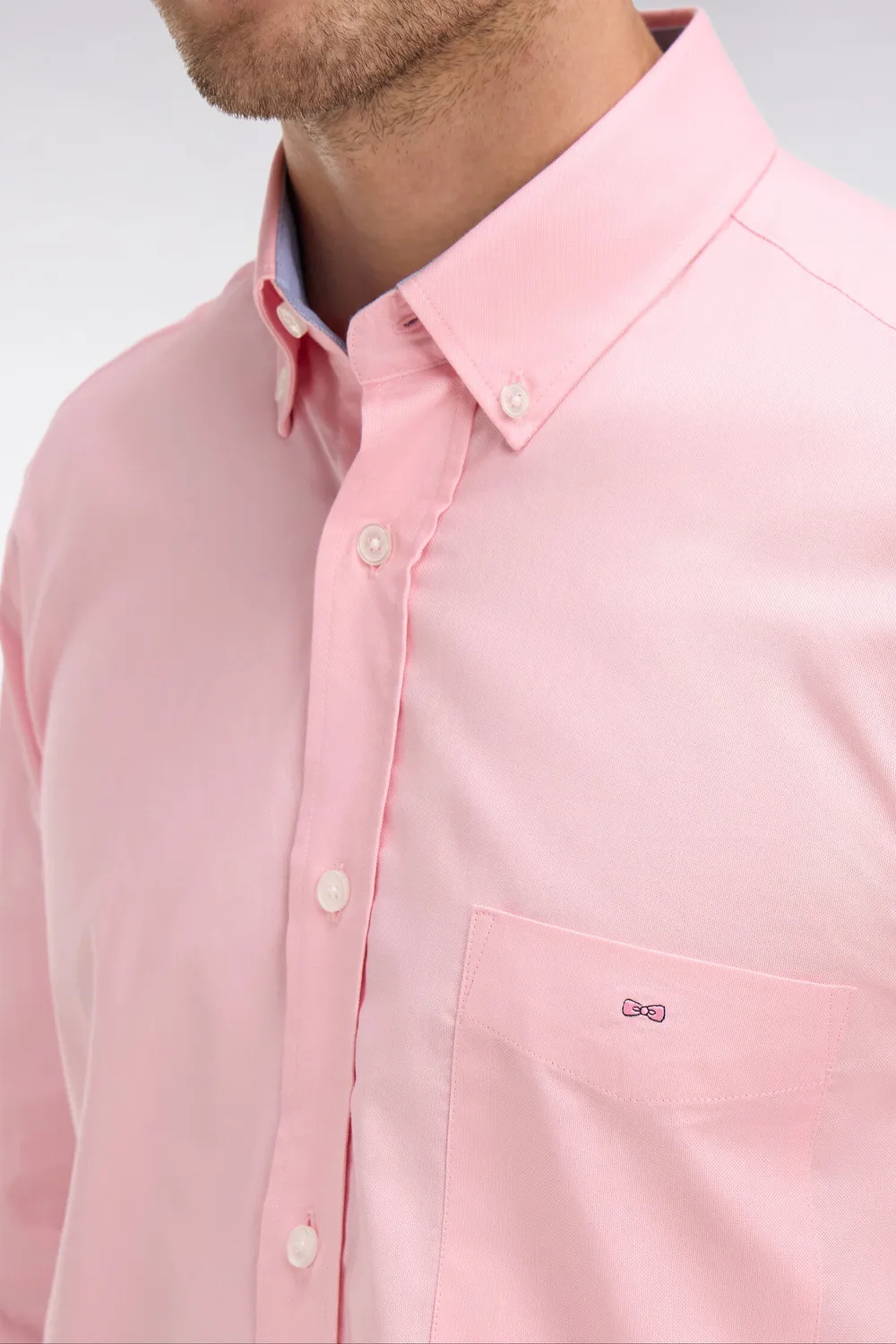 Eden Park Chemise Oxford Coton Rose Unie Regular Homme