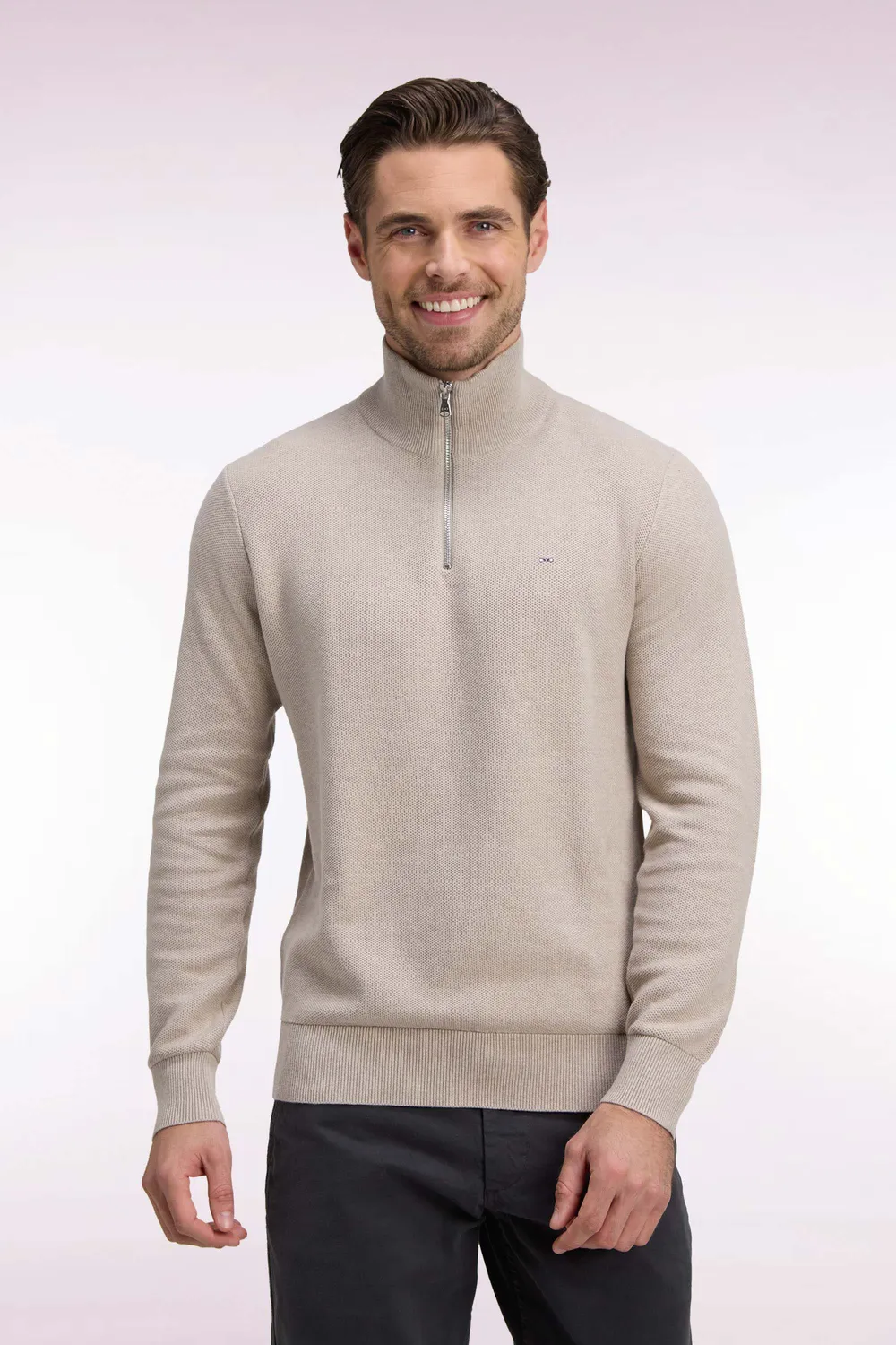 Eden Park pull col camionneur coton beige homme
