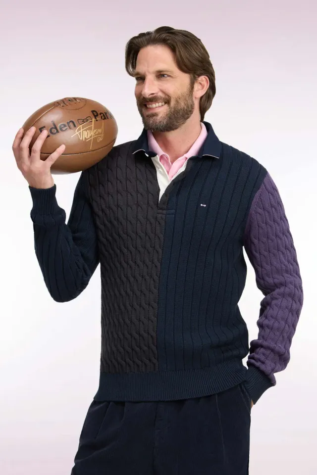 Eden Park Tradi Preppy pull torsades coton tricolore homme