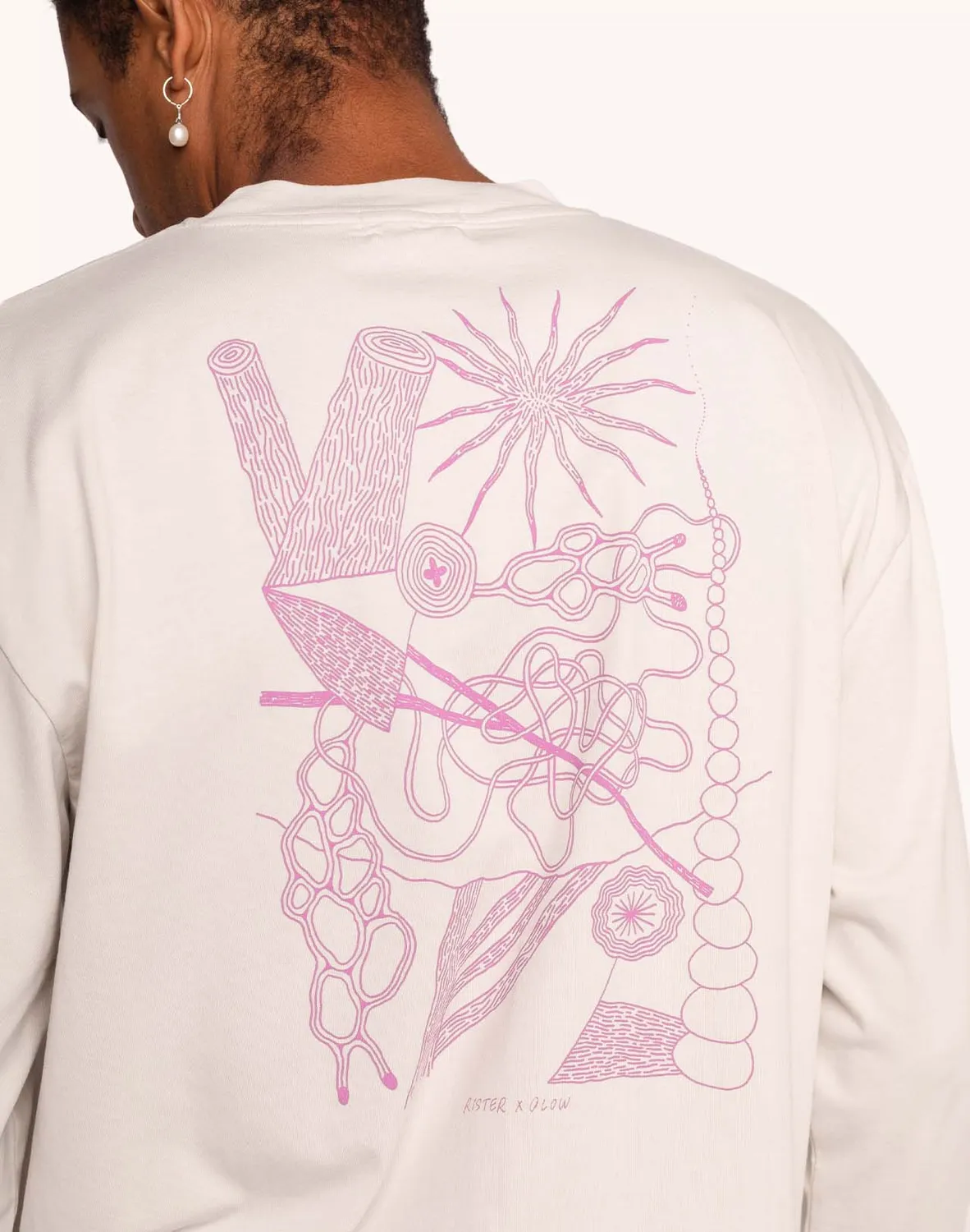 Olow Interconnexion t-shirt manches longues gris perle coton bio