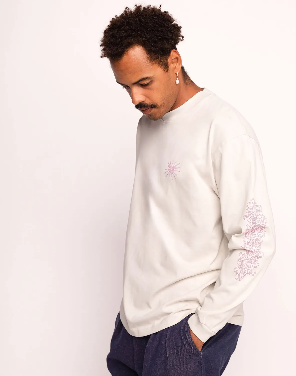 Olow Interconnexion t-shirt manches longues gris perle coton bio