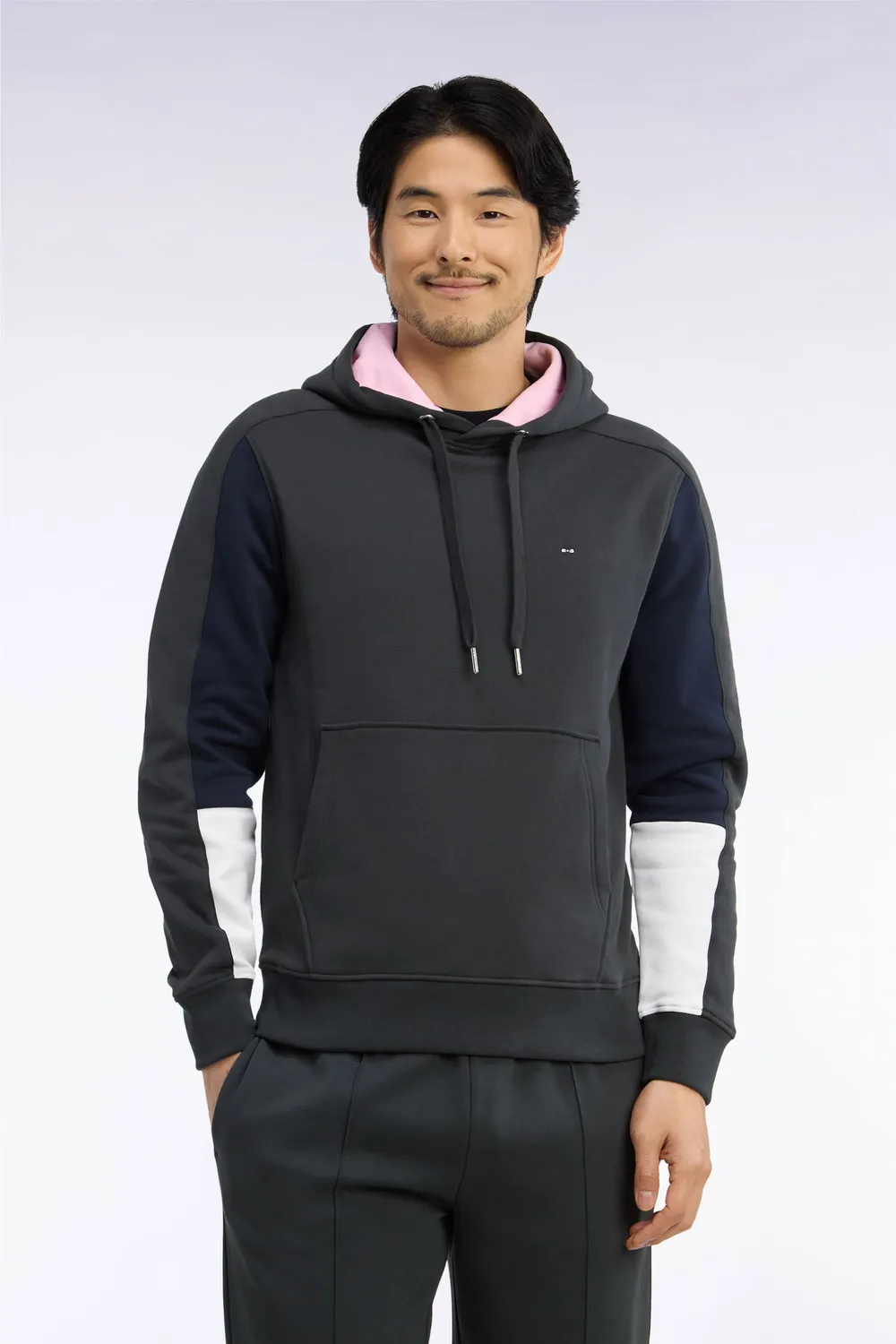 Eden Park Tricolore H26MAISW0016 sweat capuche coton kaki droit