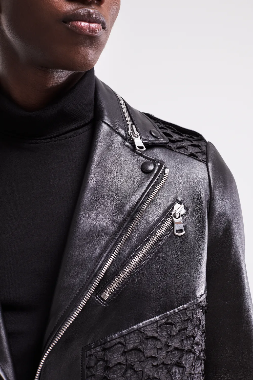 French Deal Perfect veste cuir agneau perche du Nil
