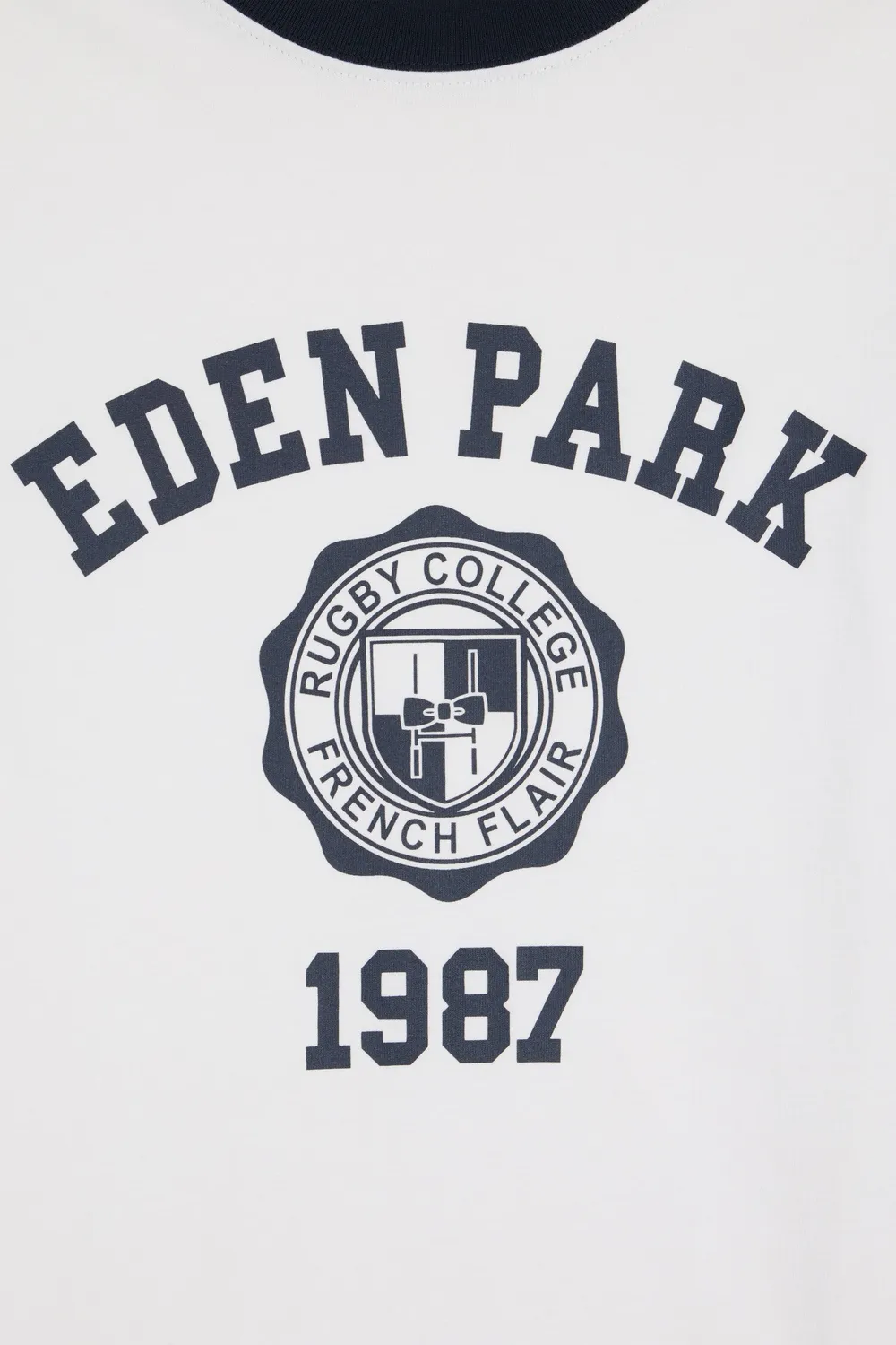 Eden Park T-shirt manches courtes coton écru bicolore 1987