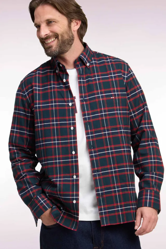 Eden Park College chemise flanelle carreaux homme coupe droite
