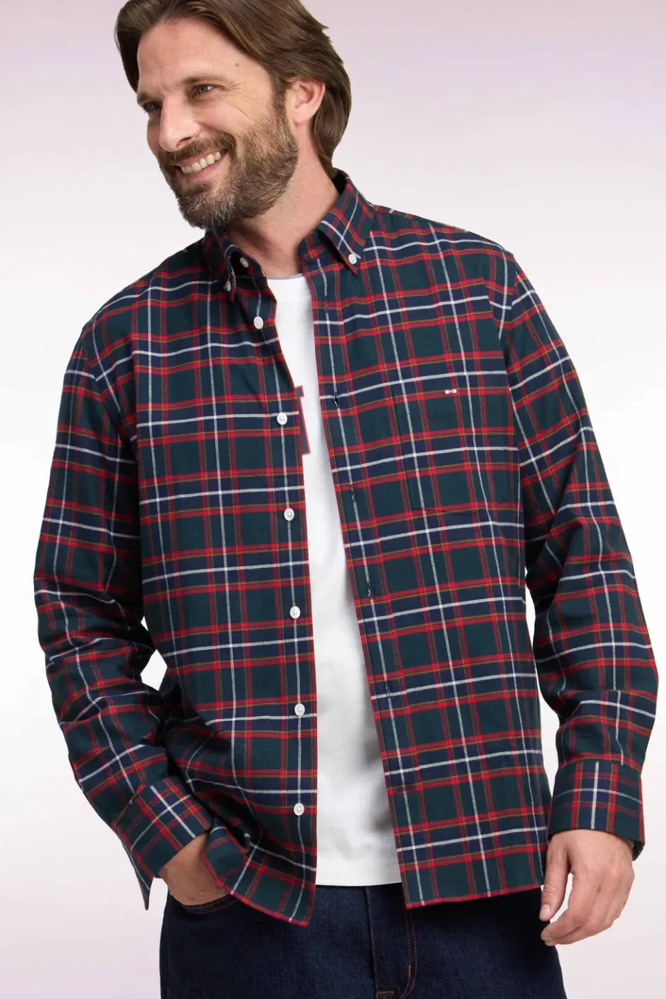 Eden Park College chemise flanelle carreaux homme coupe droite
