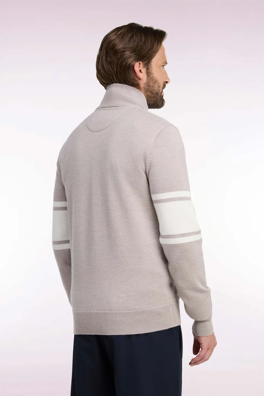 Eden Park cardigan mérinos beige col camionneur