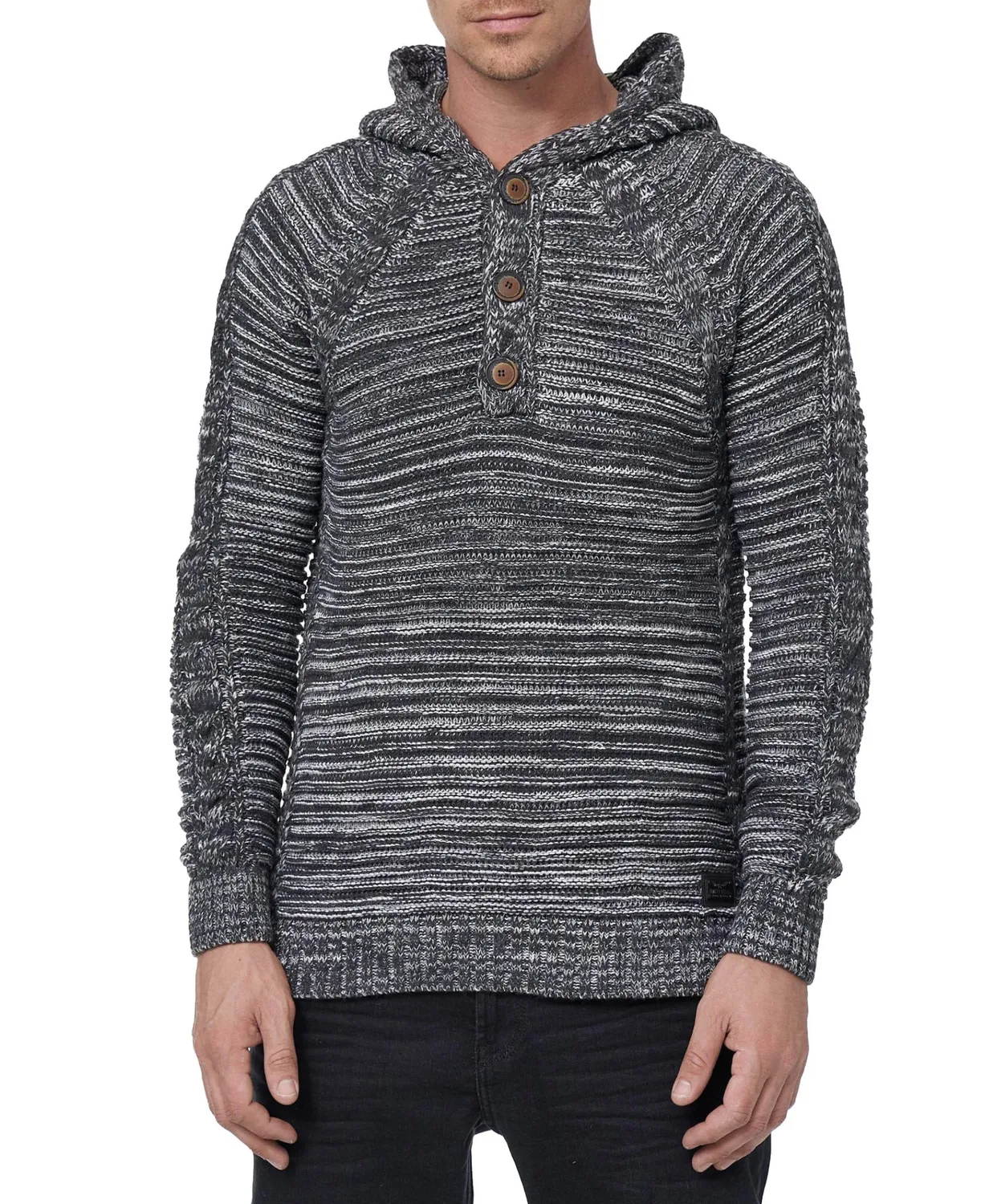 Subliminal Mode BX290 pull homme capuche noir grosse maille