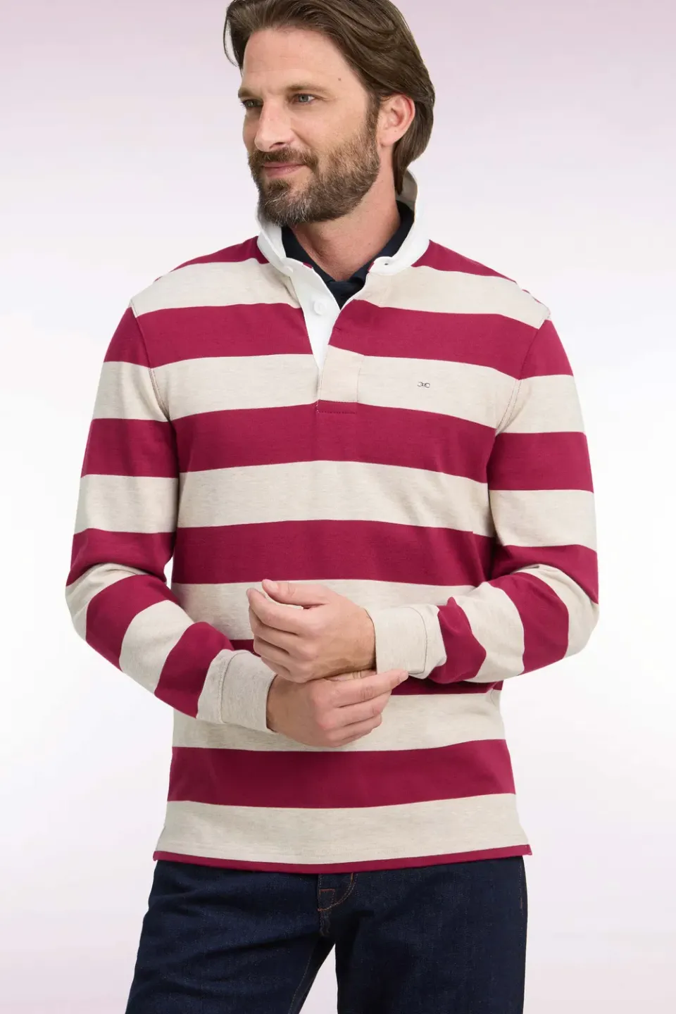 Eden Park Club Classique maillot rugby rouge manches longues