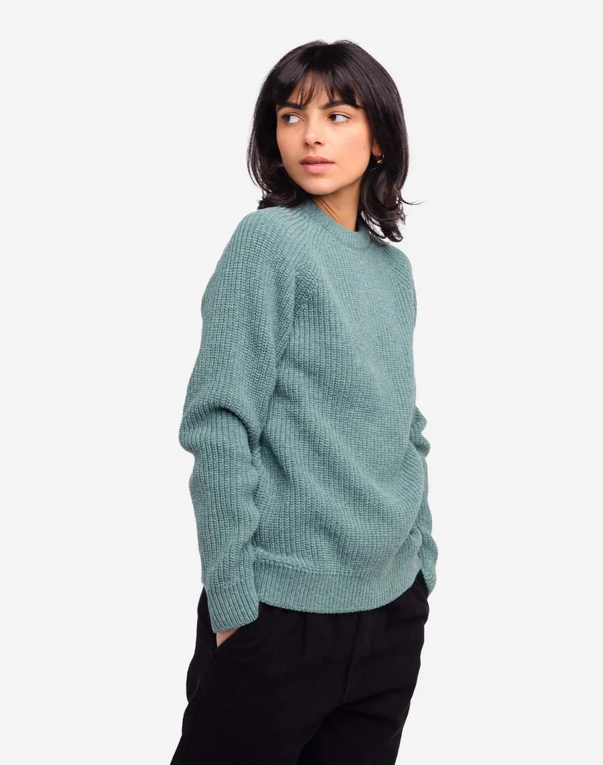 Olow Equinoxe pull vert émeraude fibres recyclées