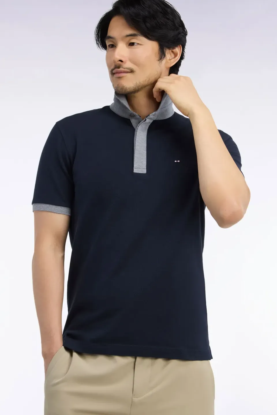 Eden Park Club Evolution polo coton bicolore marine gris droit