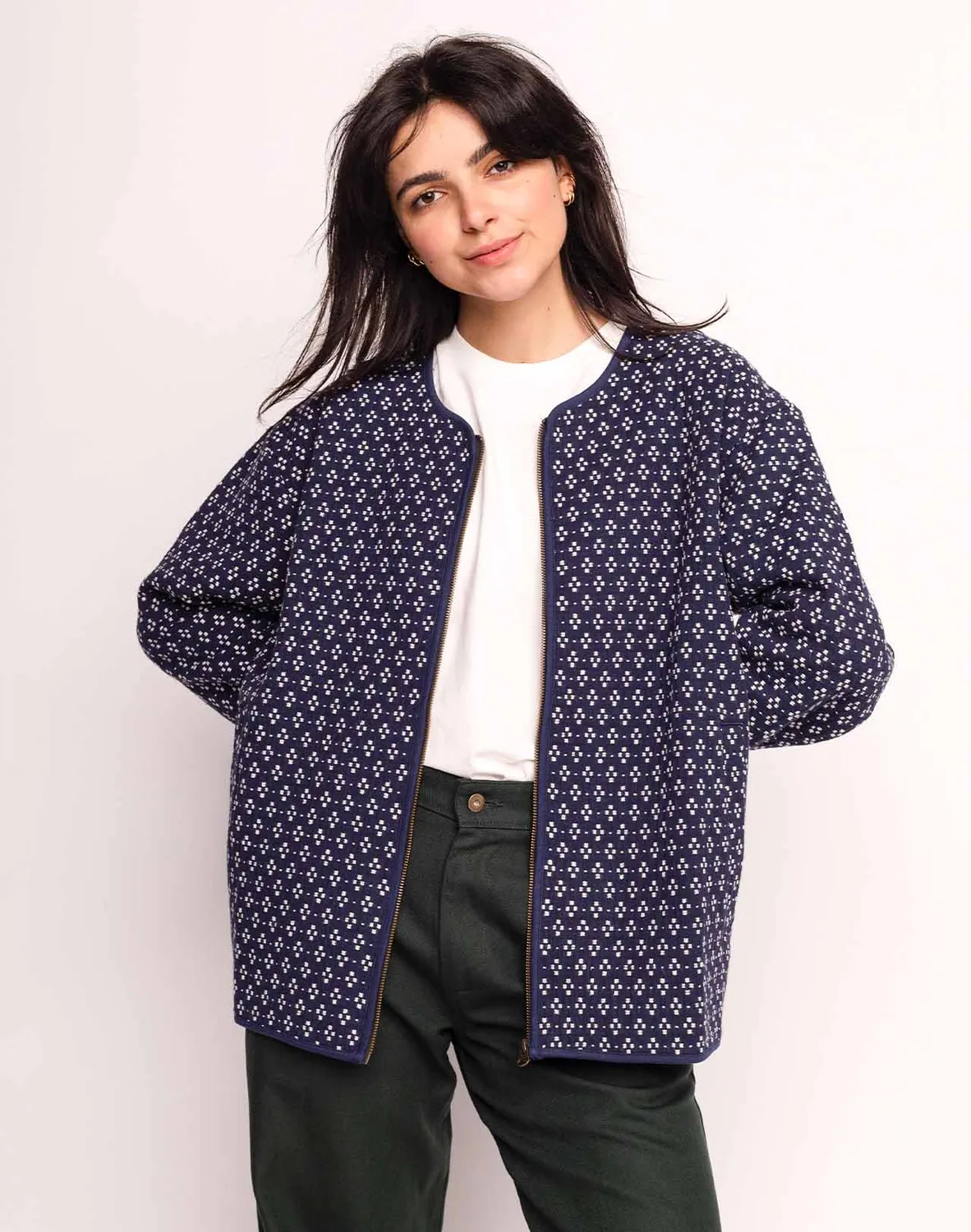 OLOW Yama Bleu Marine veste jacquard recyclé