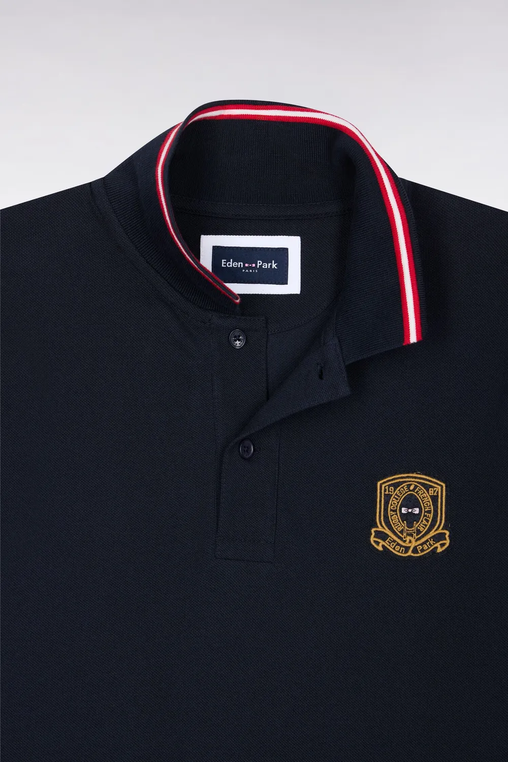 Eden Park College polo coton marine écusson droit
