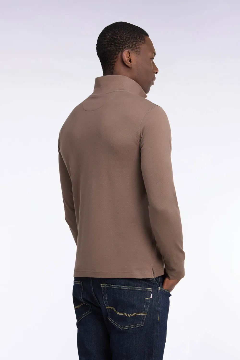 Eden Park polo manches longues marron pima