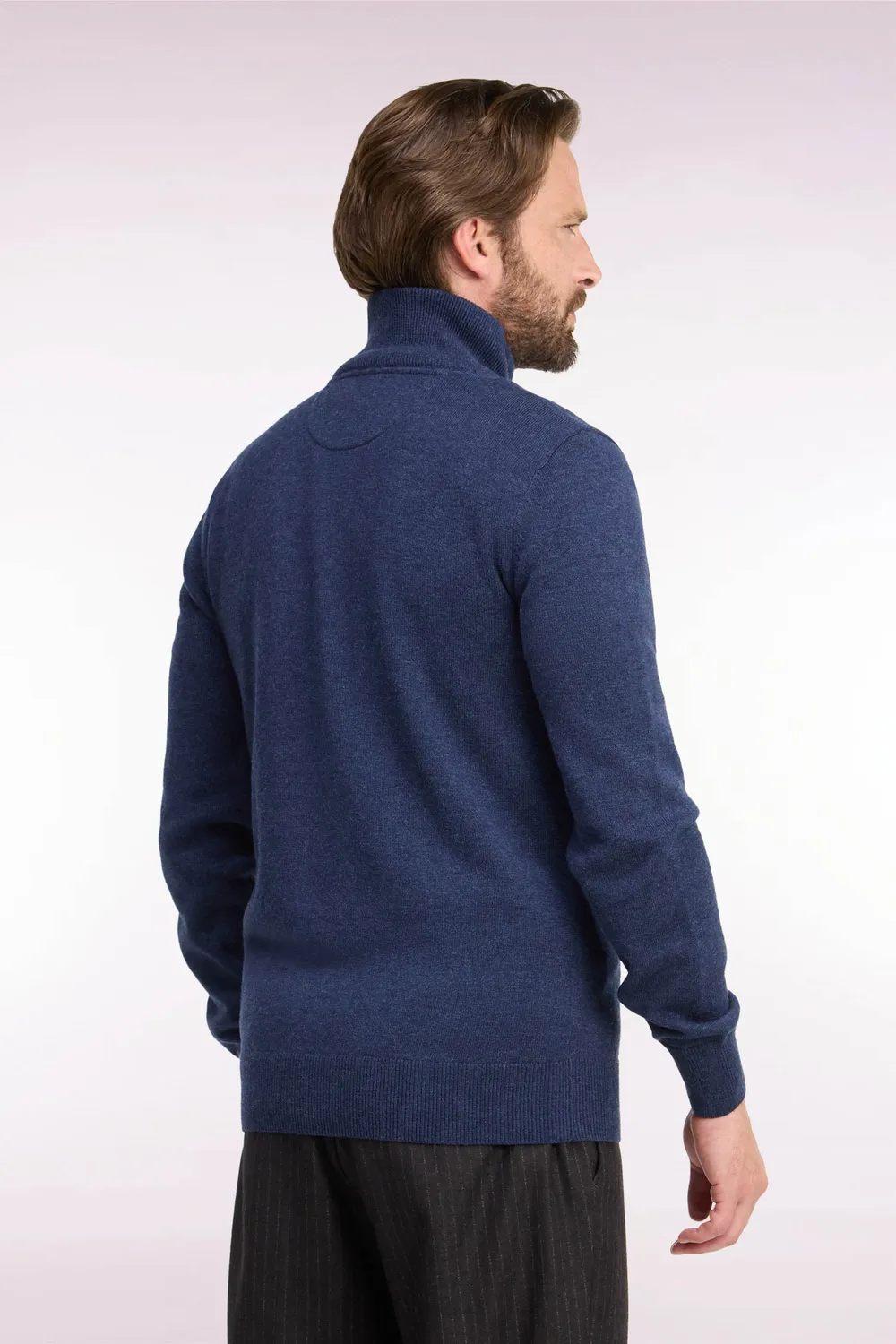 Eden Park H26MAICA0001 cardigan zippé bleu laine et coton