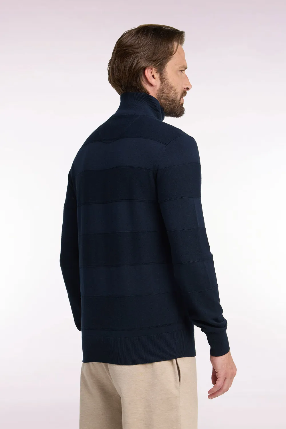 Eden Park Cardigan golf marine coton viscose coupe droite