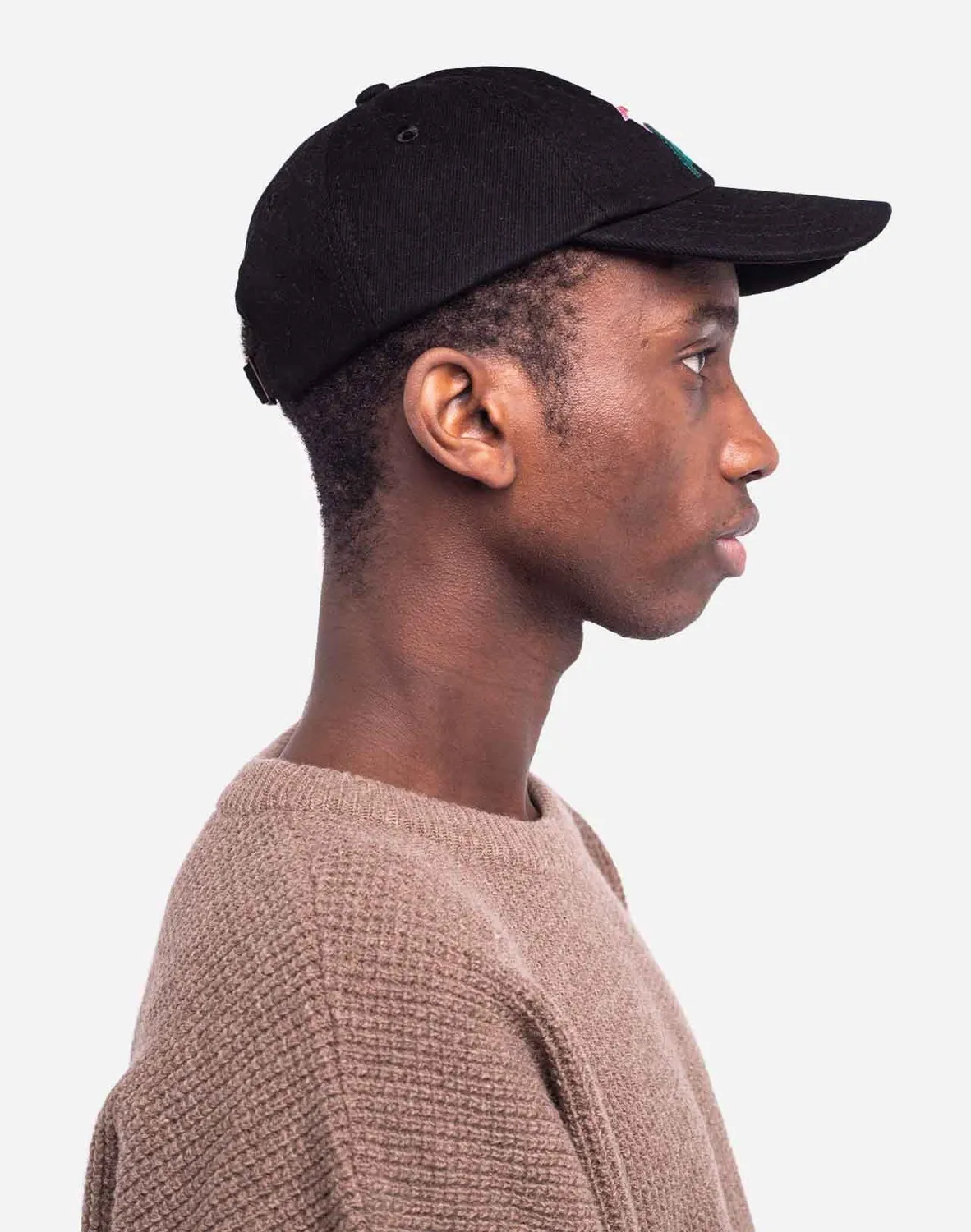 Olow Six Panel Flower casquette denim noir coton