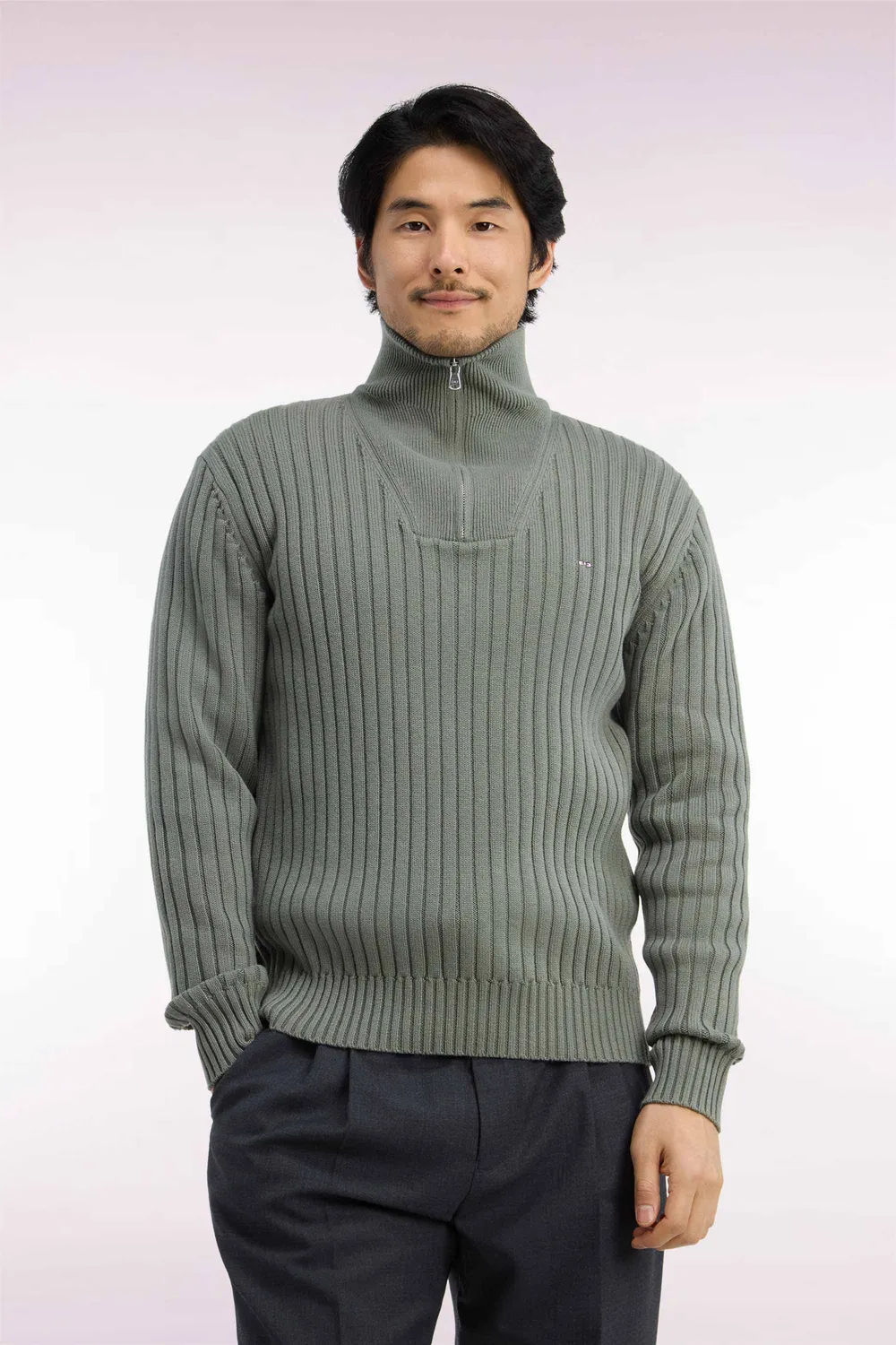 Eden Park pull camionneur laine vert olive droit