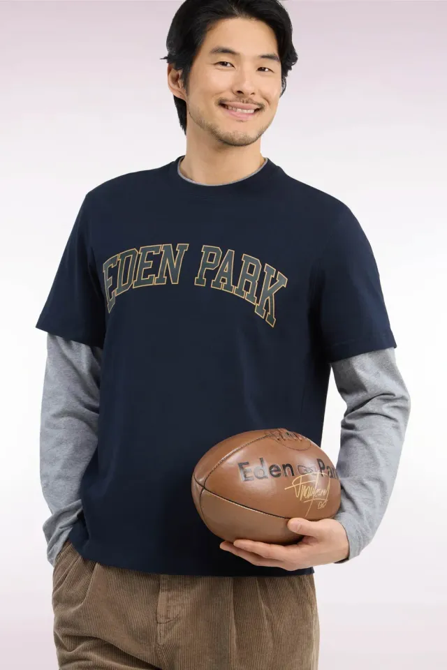 Eden Park t-shirt manches longues coton marine superposition
