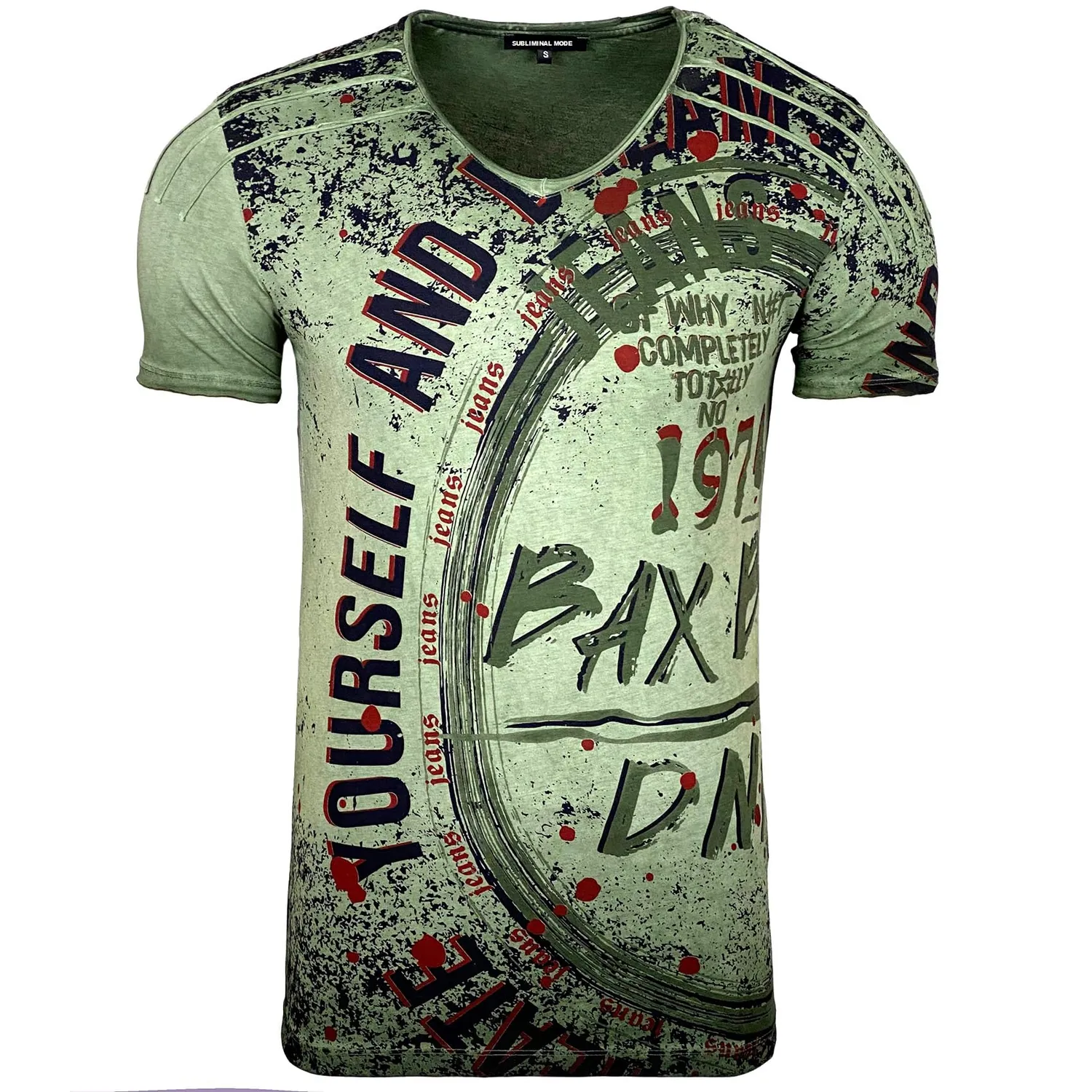 Subliminal Mode BX109 t-shirt col V délavé beige