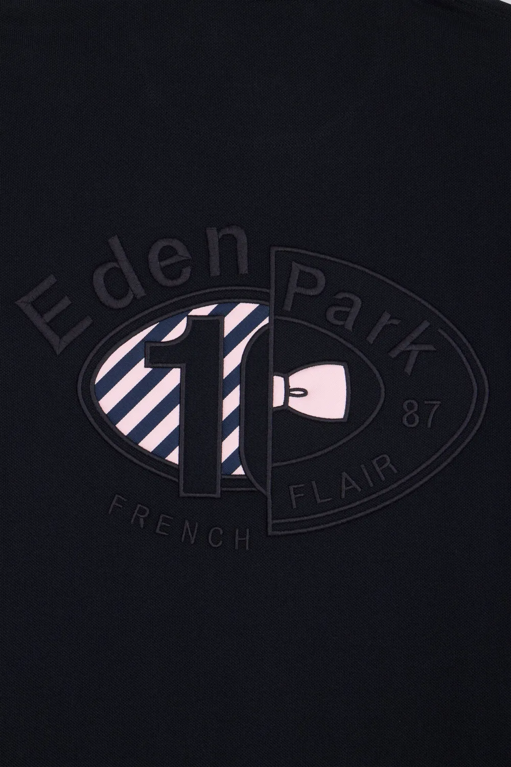 Eden Park polo homme piqué coton marine manches longues