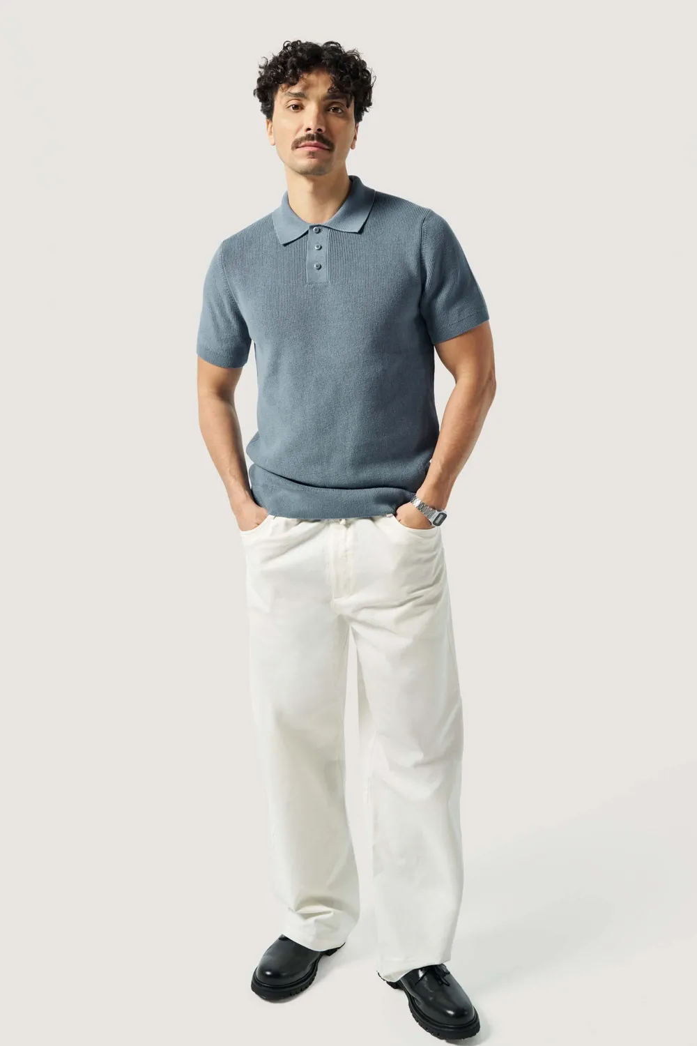 Loom Le polo en maille polo coton bleu tempête