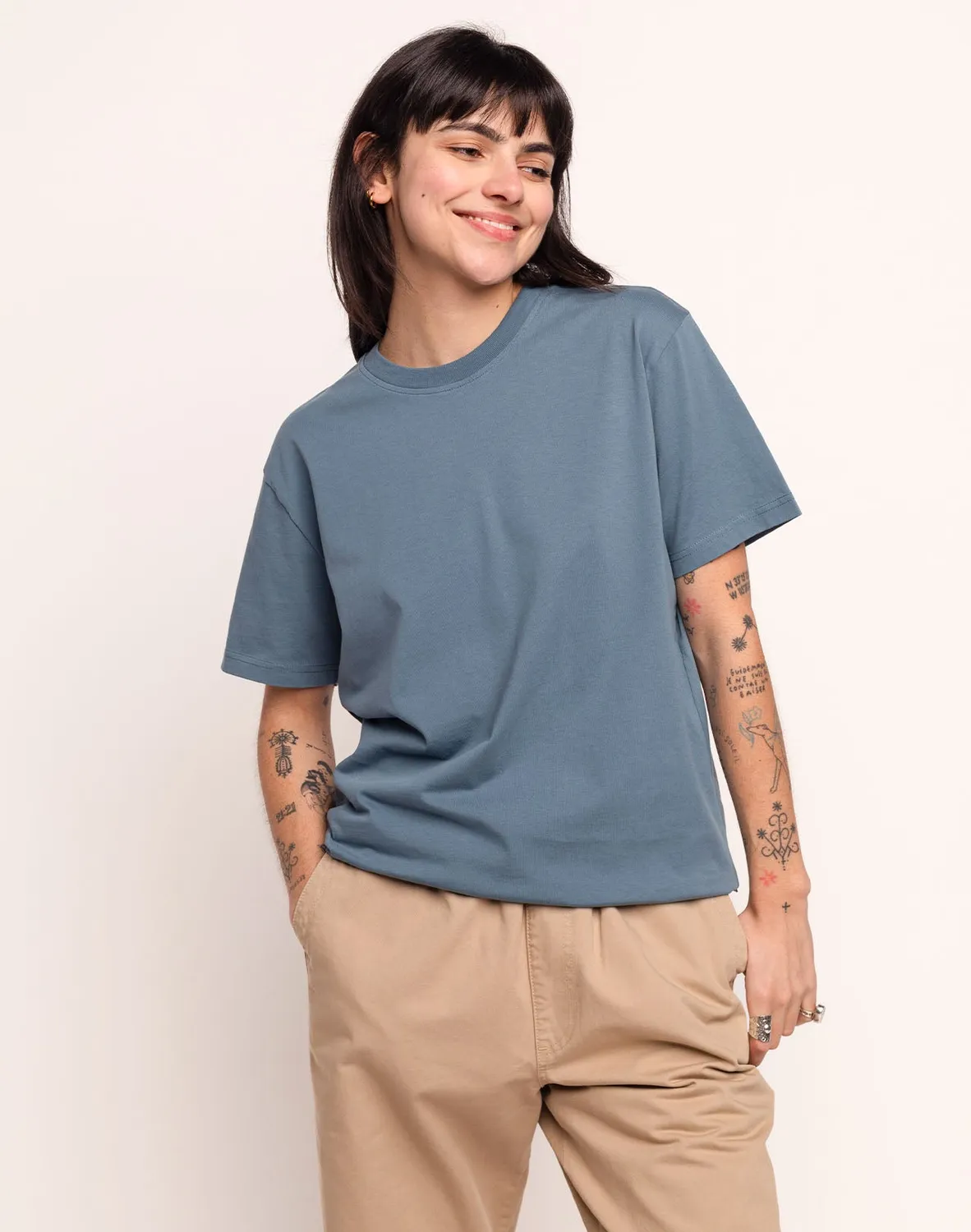 OLOW Basico t-shirt bleu acier coton bio