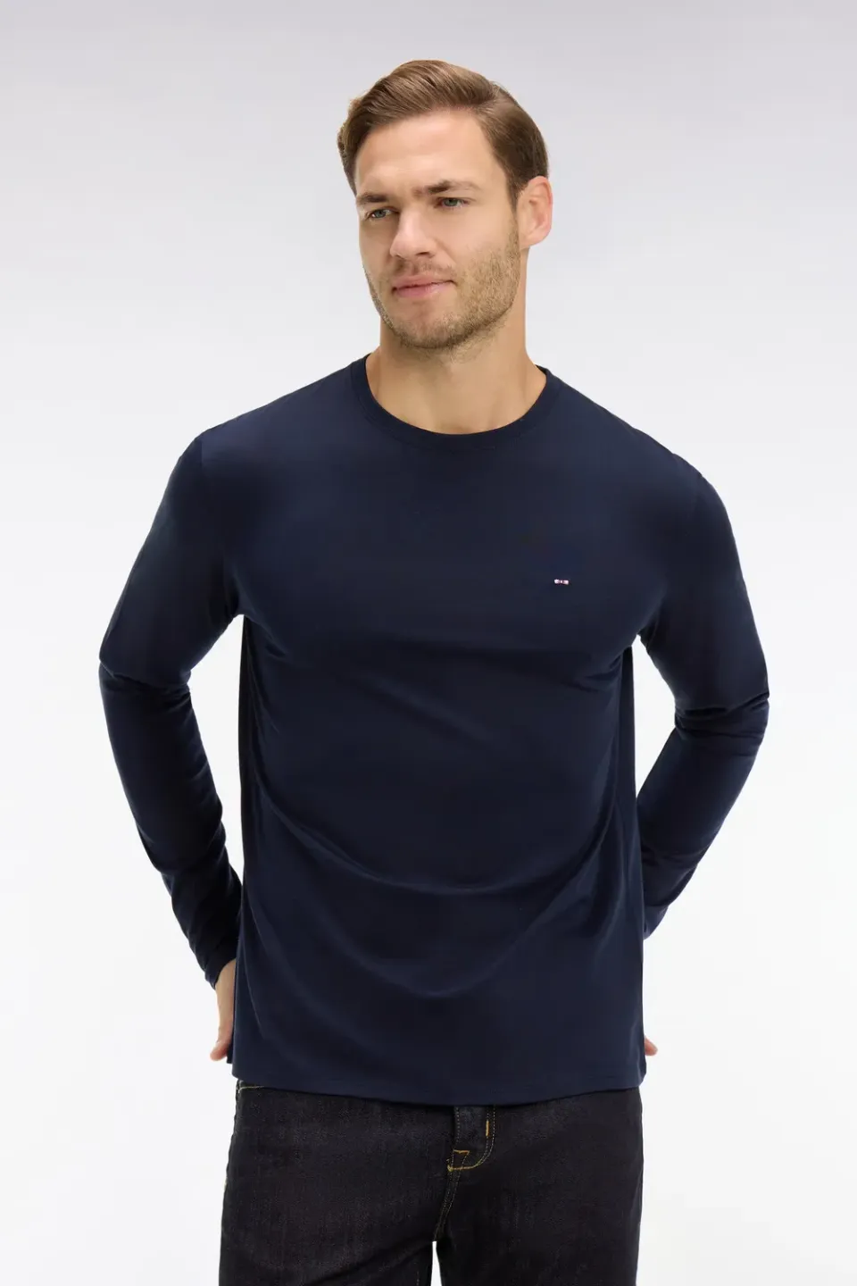 Eden Park t-shirt manches longues coton pima marine homme