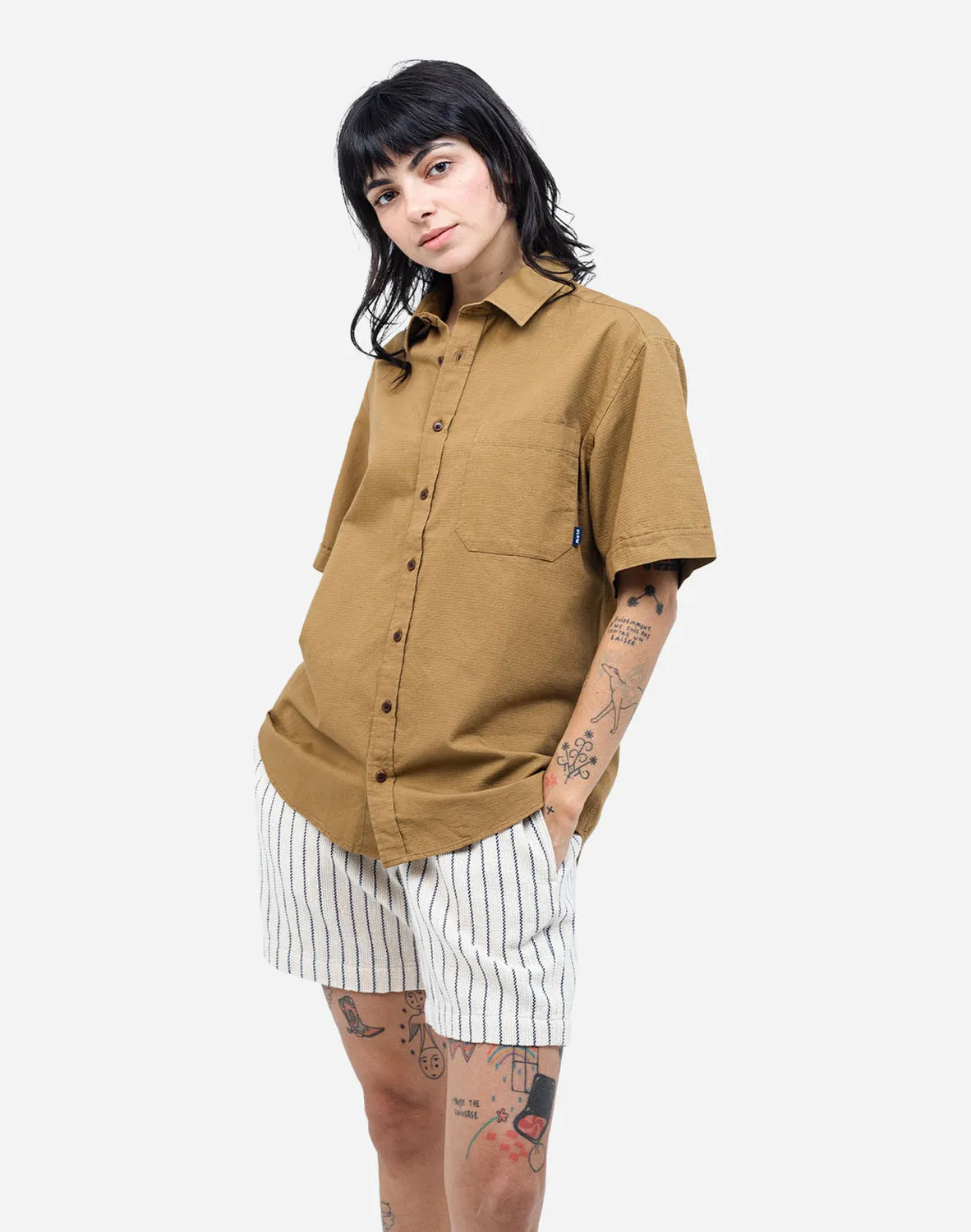 OLOW Lewis chemisette marron coton corozo