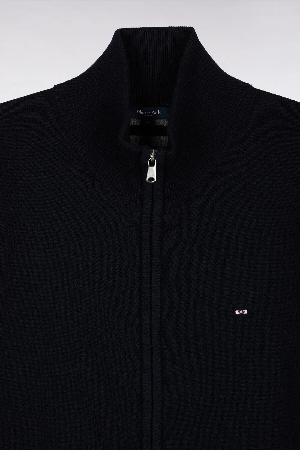Eden Park cardigan homme zippé marine laine coton droit