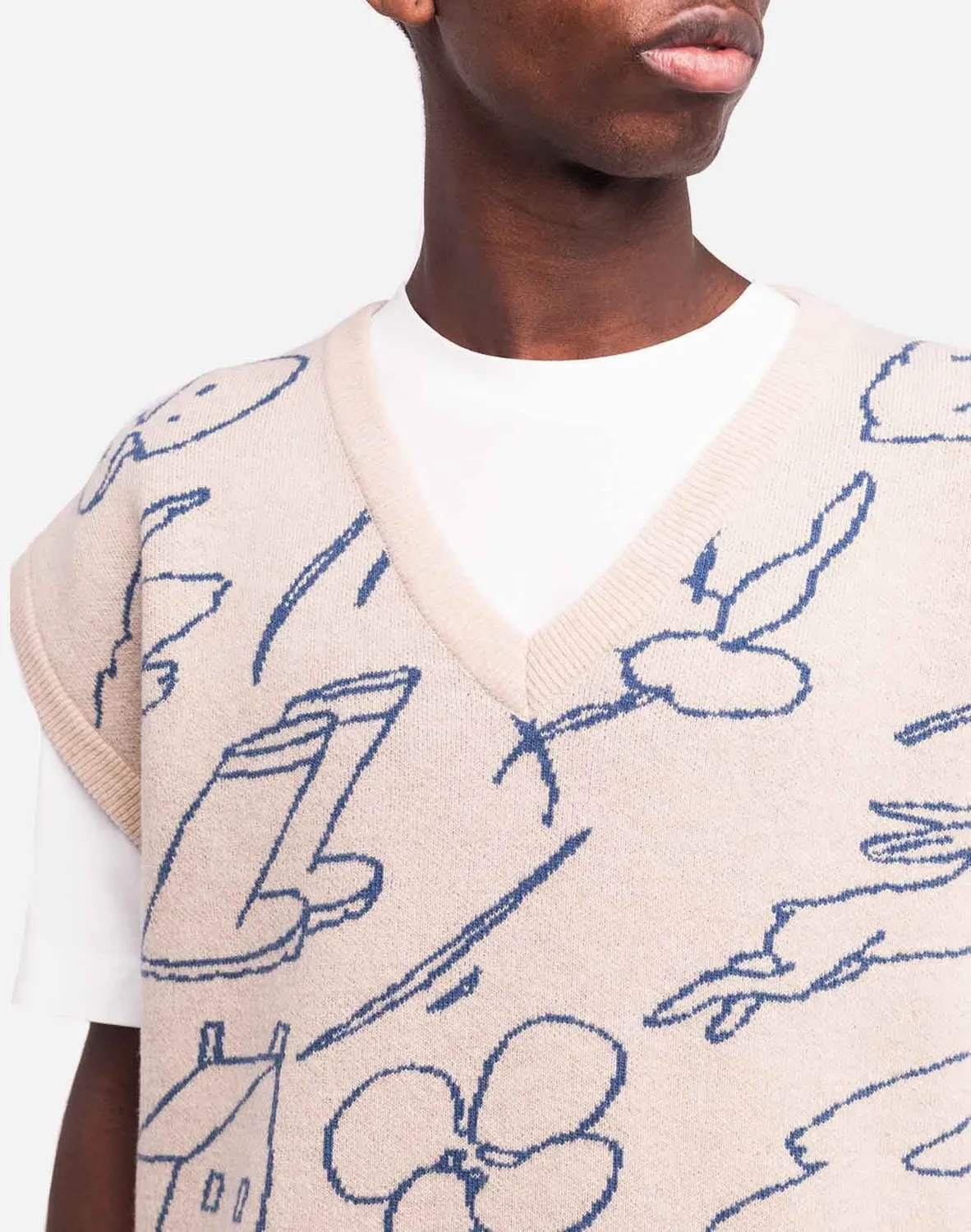 Olow Agon Pull Sans Manches Beige Laine Mérinos