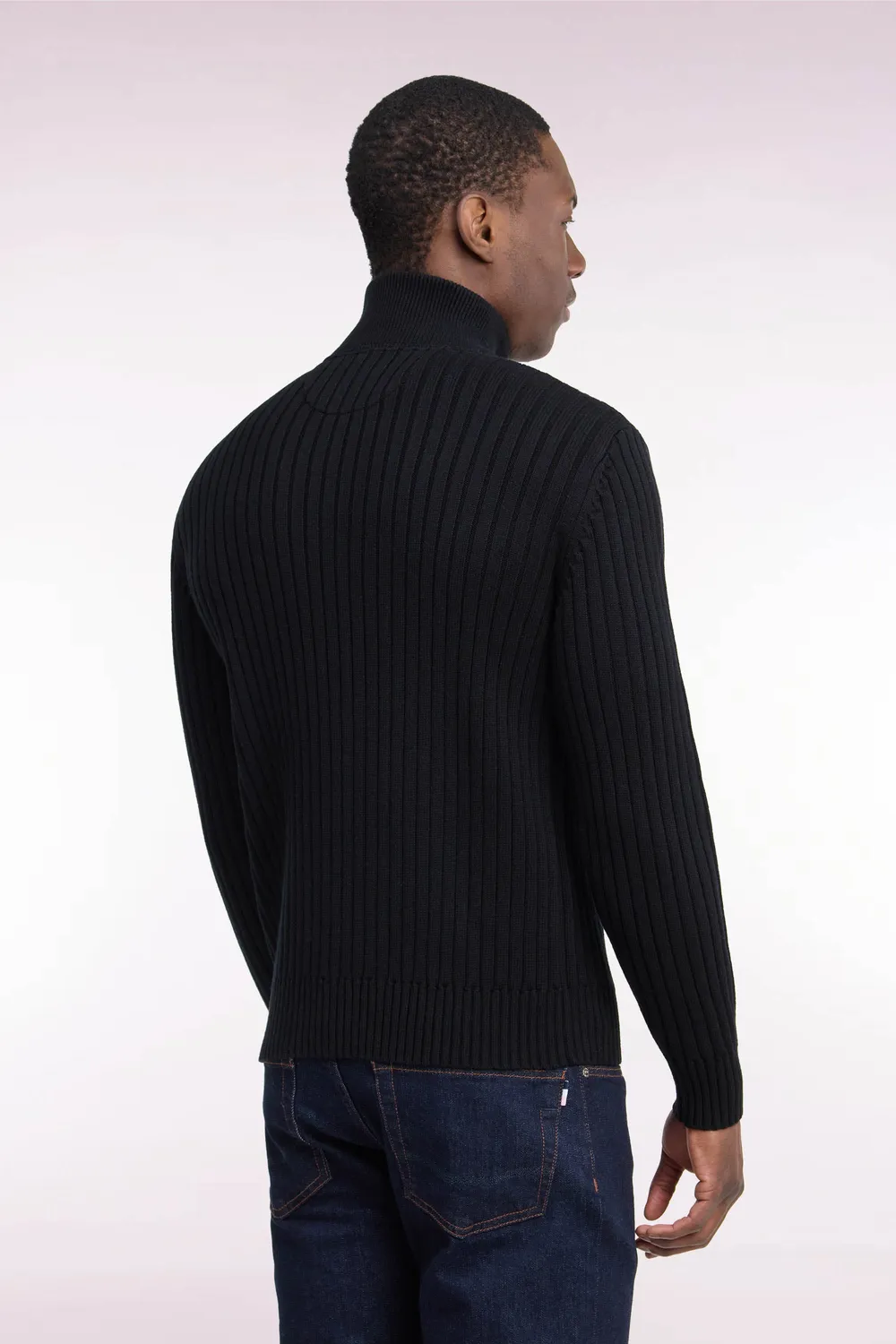 Eden Park pull col camionneur noir laine coton droit