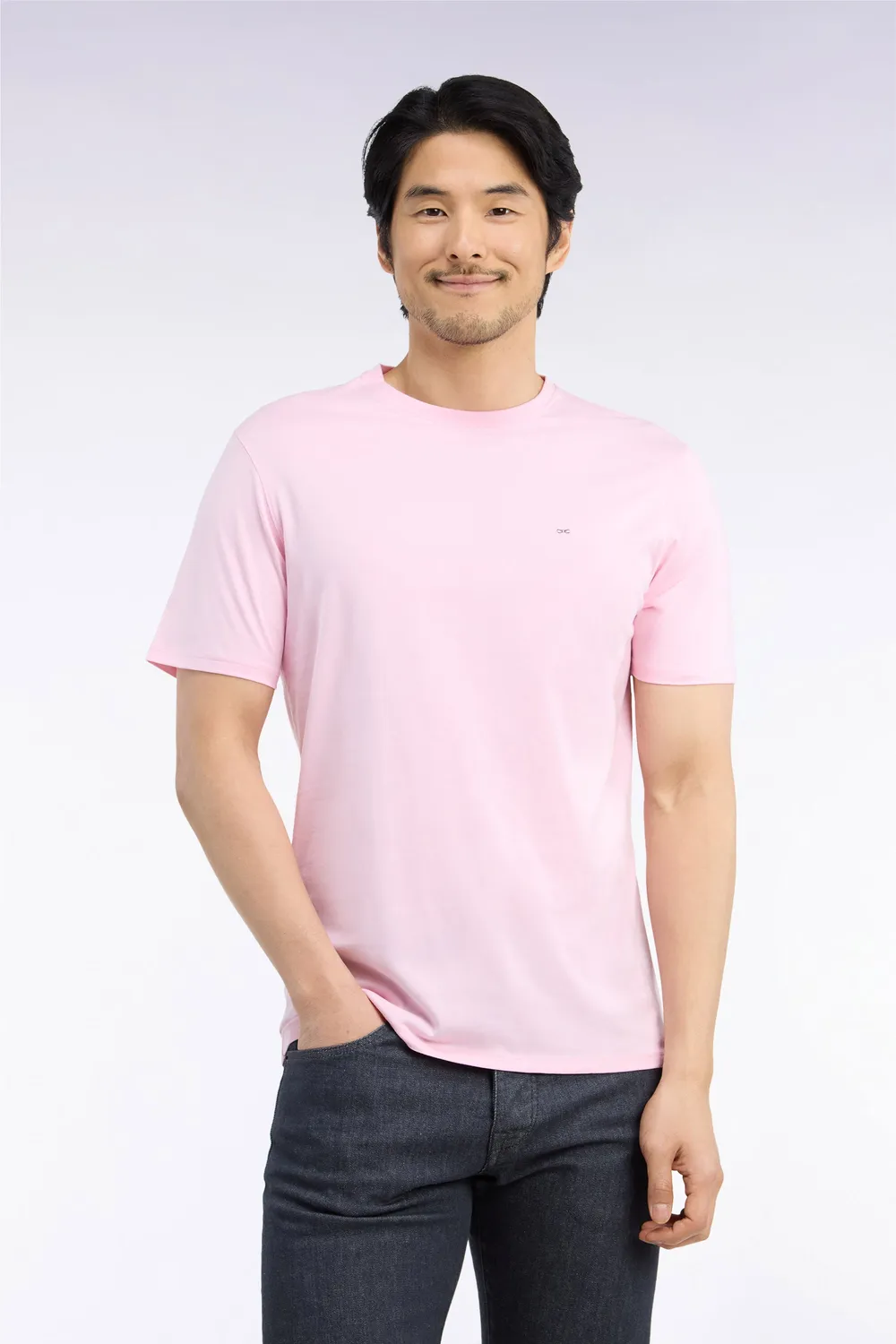Eden Park t-shirt col rond coton rose manches courtes