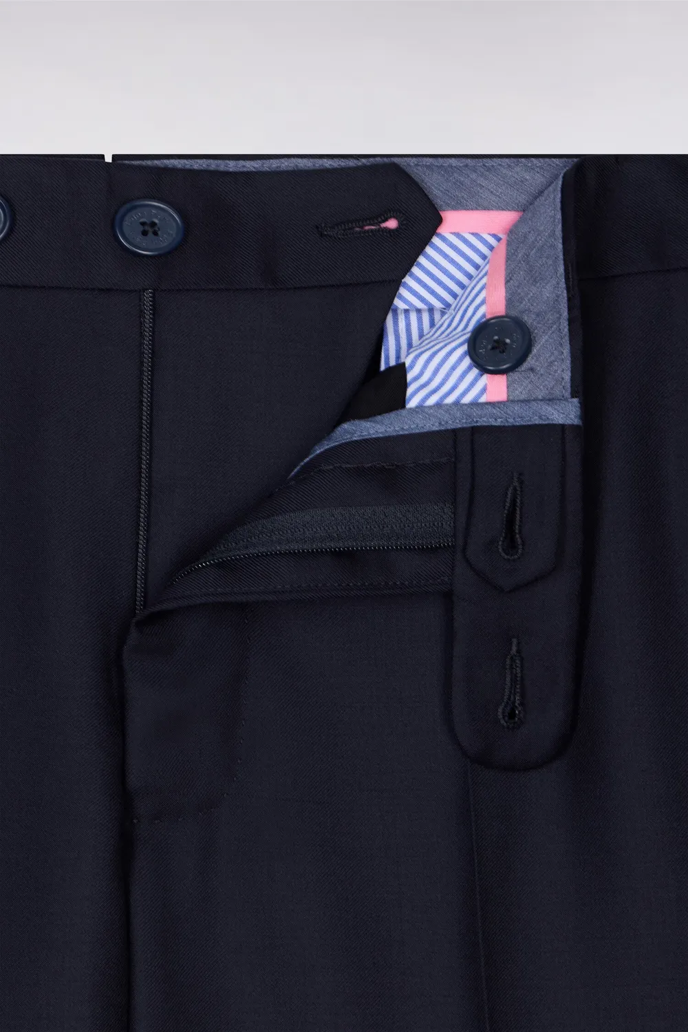 Eden Park pantalon regular bleu fonce laine plis casses