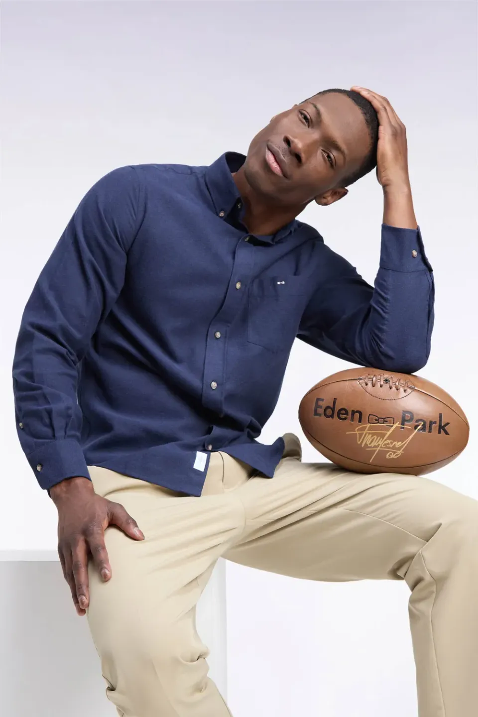 Eden Park Chemise Coton Marine Coupe Droite Col Boutonné