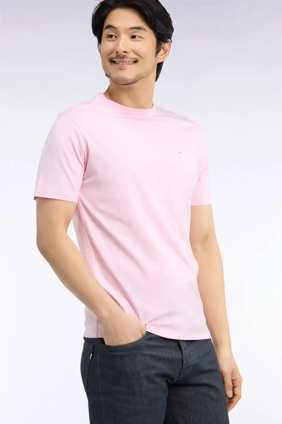 Eden Park t-shirt col rond coton rose manches courtes