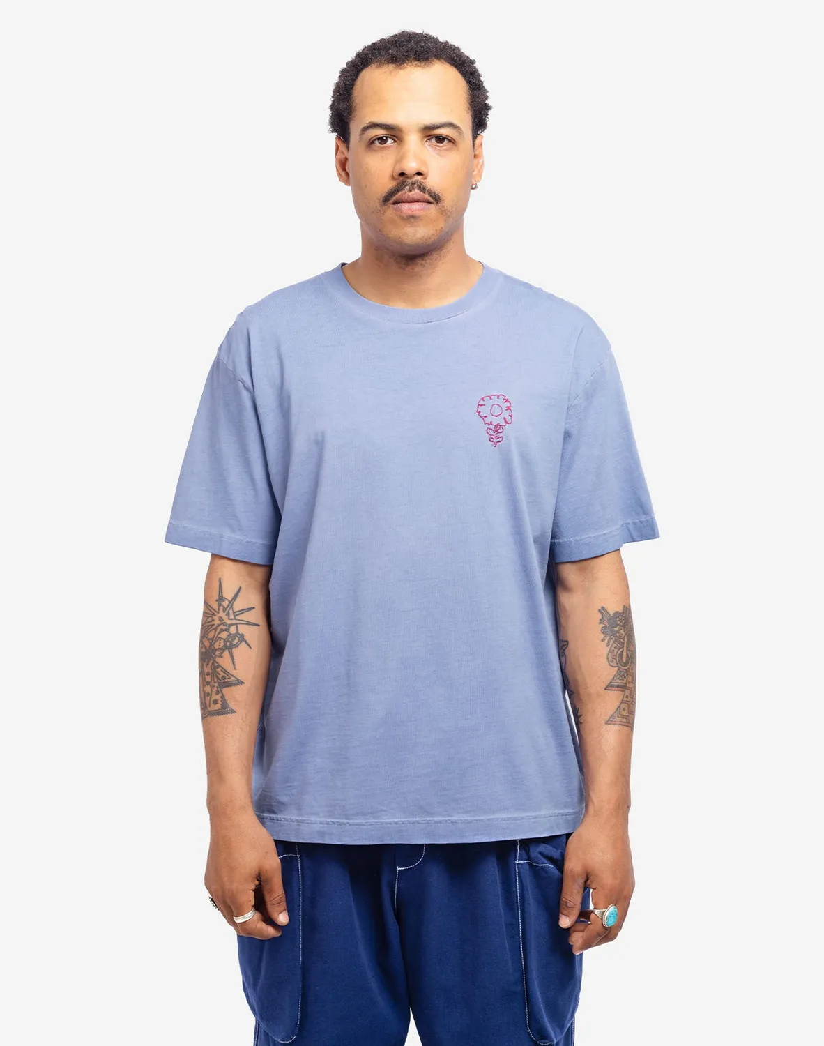 OLOW Carmina t-shirt bleu azur brodé ample
