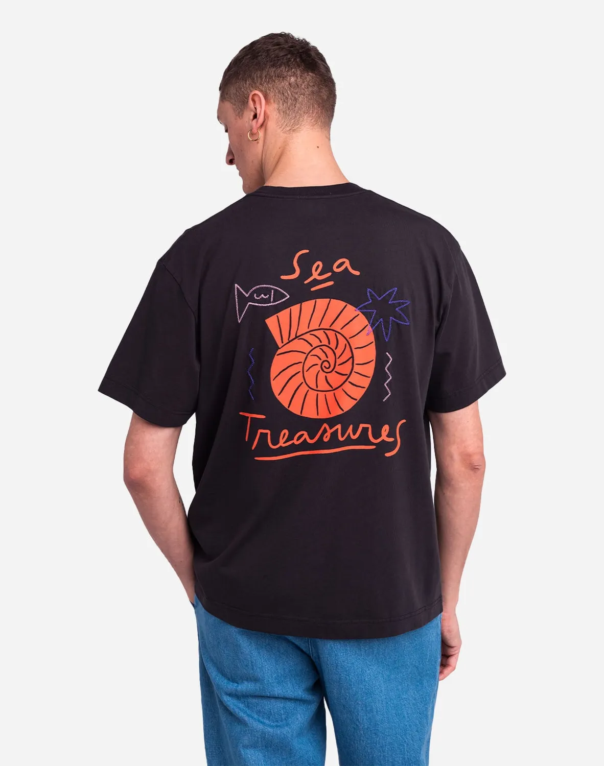 OLOW Sea Treasure t-shirt ample noir carbone coton bio