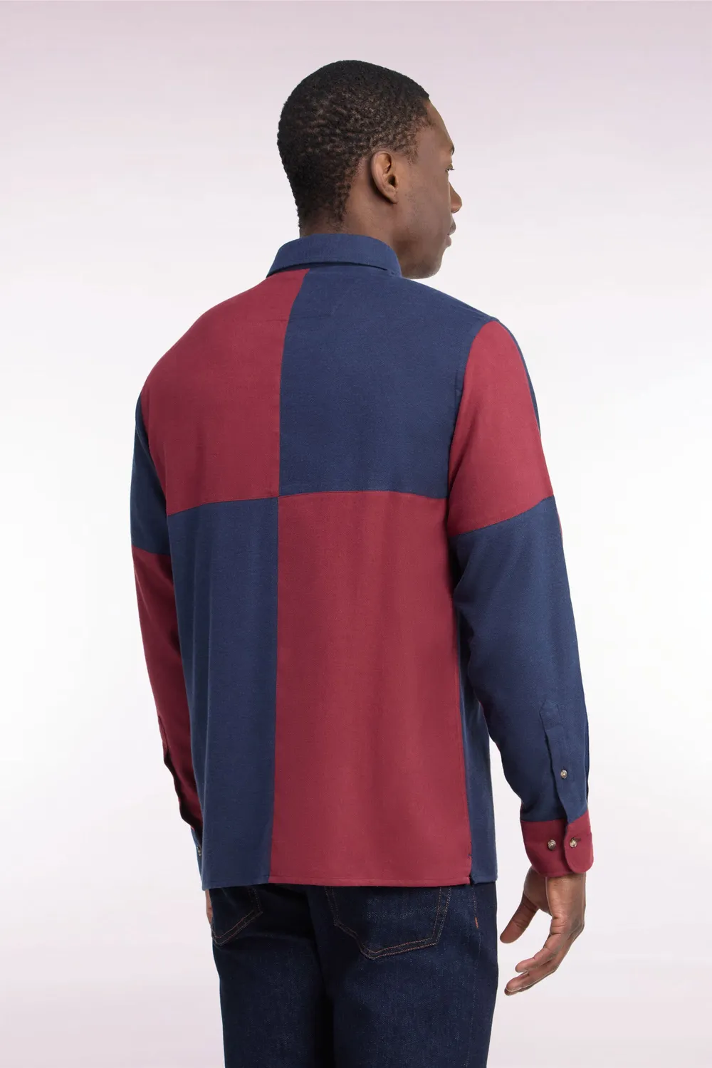Eden Park Chemise Coton Marine Bordeaux Motif Cadrans Droite