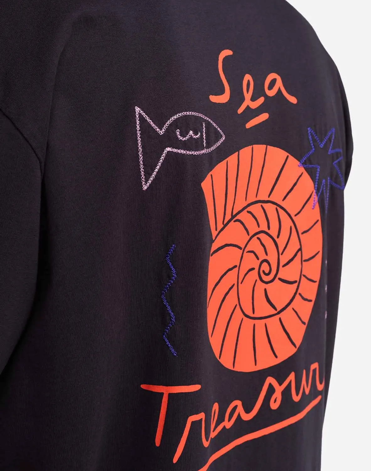 OLOW Sea Treasure t-shirt ample noir carbone coton bio
